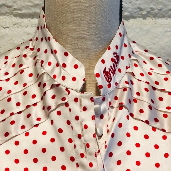 ❤️NWT Guess Silk Polka Dot Blouse Size M - Picture 3 of 6